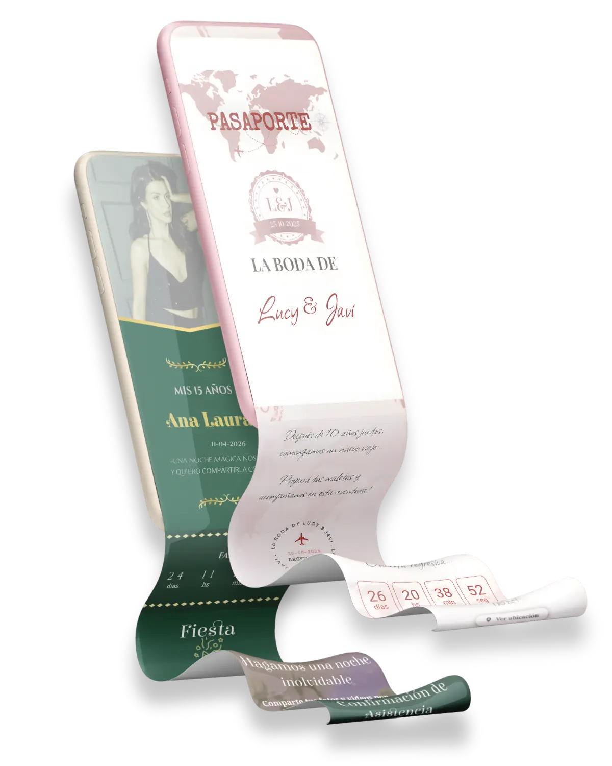 Mockup de invitaciones web EventDay en smartphones